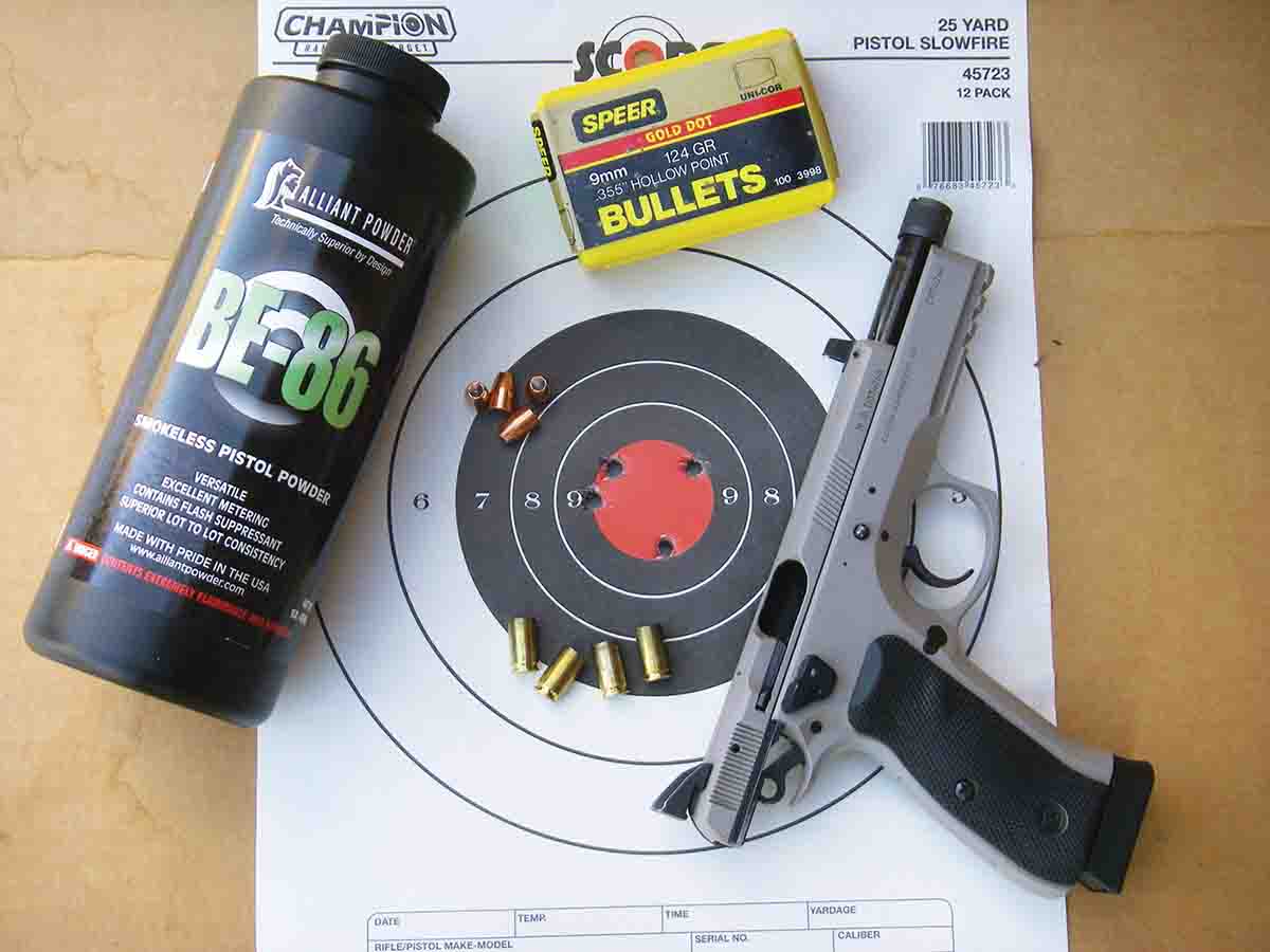 Brian developed high performance, accurate handloads for the CZ 75 SP-01 Tactical 9mm Luger.